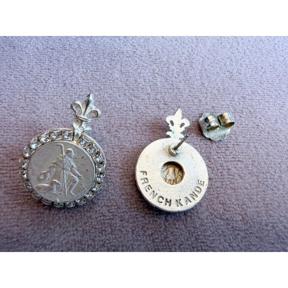 French Kande Saint Roch Swarovski Silver Earrings